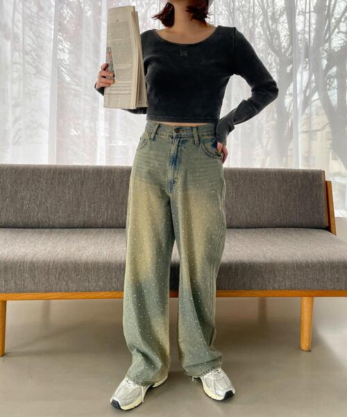 WEGO（ウィゴー）の「WEGO/【25年春夏新作】ヴィンテージウォッシュリブロンT（Tシャツ/カットソー・レディース・オフホワイト/スミクロ・FREE）」の13枚目の写真