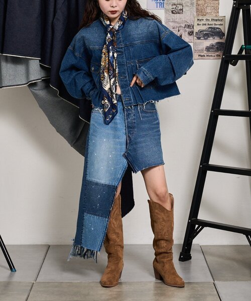 etsinta（エシンタ）の「【etsinta】デニムアシメオーバーラップスカート（スカート・レディース・インディゴブルー・LARGE/SMALL）」の10枚目の写真