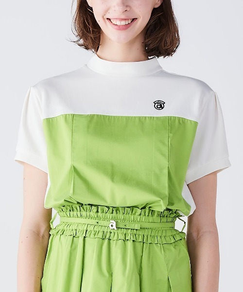 archivio(アルチビオ)の「<LADIES>ドッキングプルオーバー(Tシャツ/カットソー・レディース・ホワイト×グリーン/ホワイト×ブラウン/ホワイト×ネイビー・S/M/L)」の2枚目の写真