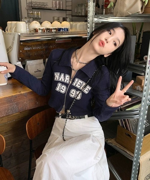 WEGO（ウィゴー）の「WEGO/タイトロゴ襟前開きトップス（Tシャツ/カットソー・レディース・グレー/ピンク/ネイビー・FREE）」の14枚目の写真