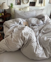 CERCA（チェルカ）の「【 somni / ソニ 】【寝具3点セット】無地ストライプ  シングル ベッドカバー 枕カバー（寝具）」