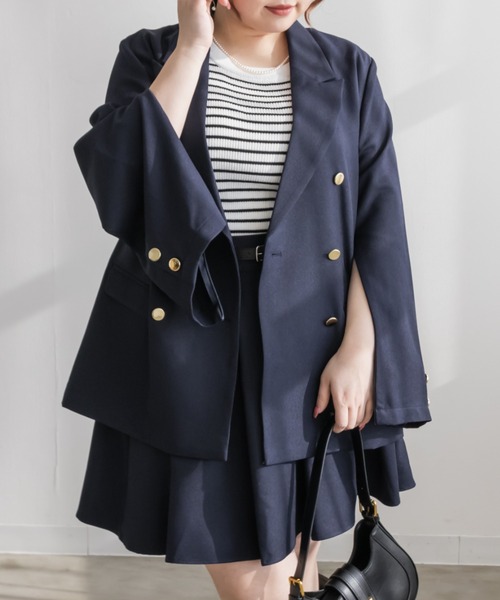 CLETTE(クレット)の「ステルススリットテーラードジャケット(テーラードジャケット・レディース・キャメル/ネイビー/チャコールグレー・LL/3L/4L)」の3枚目の写真