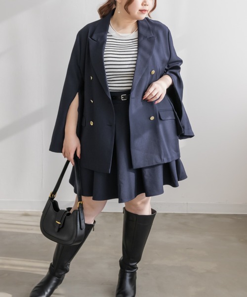CLETTE(クレット)の「ステルススリットテーラードジャケット(テーラードジャケット・レディース・キャメル/ネイビー/チャコールグレー・LL/3L/4L)」の11枚目の写真