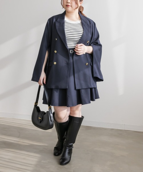 CLETTE(クレット)の「ステルススリットテーラードジャケット(テーラードジャケット・レディース・キャメル/ネイビー/チャコールグレー・LL/3L/4L)」の12枚目の写真