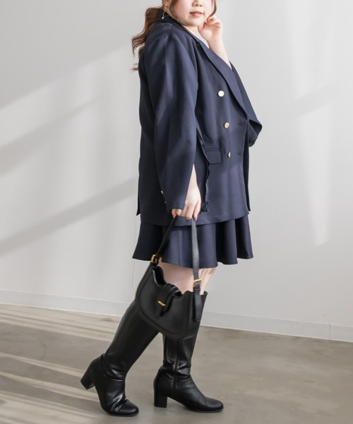 CLETTE(クレット)の「ステルススリットテーラードジャケット(テーラードジャケット・レディース・キャメル/ネイビー/チャコールグレー・LL/3L/4L)」の13枚目の写真