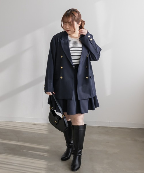 CLETTE(クレット)の「ステルススリットテーラードジャケット(テーラードジャケット・レディース・キャメル/ネイビー/チャコールグレー・LL/3L/4L)」の14枚目の写真
