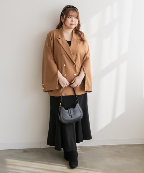CLETTE(クレット)の「ステルススリットテーラードジャケット(テーラードジャケット・レディース・キャメル/ネイビー/チャコールグレー・LL/3L/4L)」の19枚目の写真