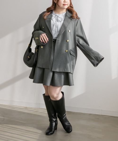 CLETTE(クレット)の「ステルススリットテーラードジャケット(テーラードジャケット・レディース・キャメル/ネイビー/チャコールグレー・LL/3L/4L)」の6枚目の写真