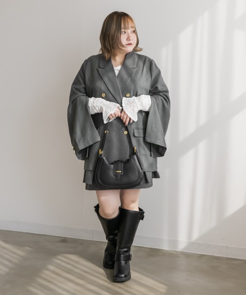 CLETTE(クレット)の「ステルススリットテーラードジャケット(テーラードジャケット・レディース・キャメル/ネイビー/チャコールグレー・LL/3L/4L)」の9枚目の写真