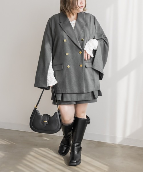 CLETTE(クレット)の「ステルススリットテーラードジャケット(テーラードジャケット・レディース・キャメル/ネイビー/チャコールグレー・LL/3L/4L)」の8枚目の写真