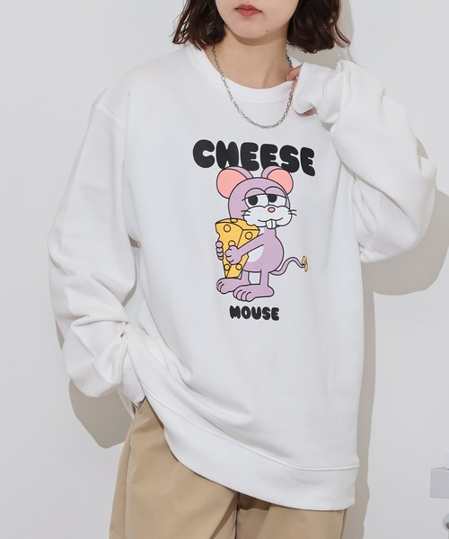 MODISH GAZE(モディシュガゼ)の「MODISH GAZE アニマルプリントスウェット(スウェット・メンズ・ホワイト/スミクロ・L/M)」の1枚目の写真