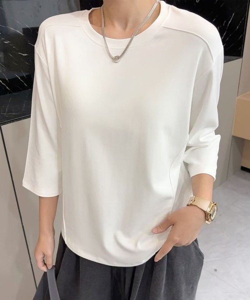 BANICO(バニコ)の「【Banico】ベーシック七分袖プルオーバー (SS)(Tシャツ/カットソー・レディース・ブラック/グレー/レッド/ベージュ/ホワイト・FREE)」の2枚目の写真