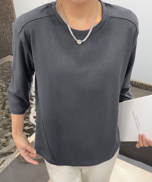 BANICO(バニコ)の「【Banico】ベーシック七分袖プルオーバー (SS)(Tシャツ/カットソー・レディース・ブラック/グレー/レッド/ベージュ/ホワイト・FREE)」の7枚目の写真