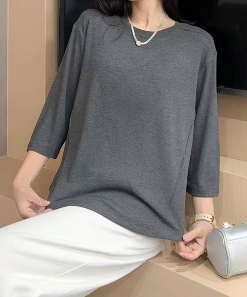 BANICO(バニコ)の「【Banico】ベーシック七分袖プルオーバー (SS)(Tシャツ/カットソー・レディース・ブラック/グレー/レッド/ベージュ/ホワイト・FREE)」の8枚目の写真