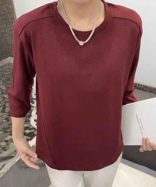 BANICO(バニコ)の「【Banico】ベーシック七分袖プルオーバー (SS)(Tシャツ/カットソー・レディース・ブラック/グレー/レッド/ベージュ/ホワイト・FREE)」の10枚目の写真