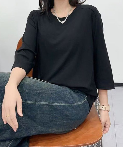 BANICO(バニコ)の「【Banico】ベーシック七分袖プルオーバー (SS)(Tシャツ/カットソー・レディース・ブラック/グレー/レッド/ベージュ/ホワイト・FREE)」の11枚目の写真