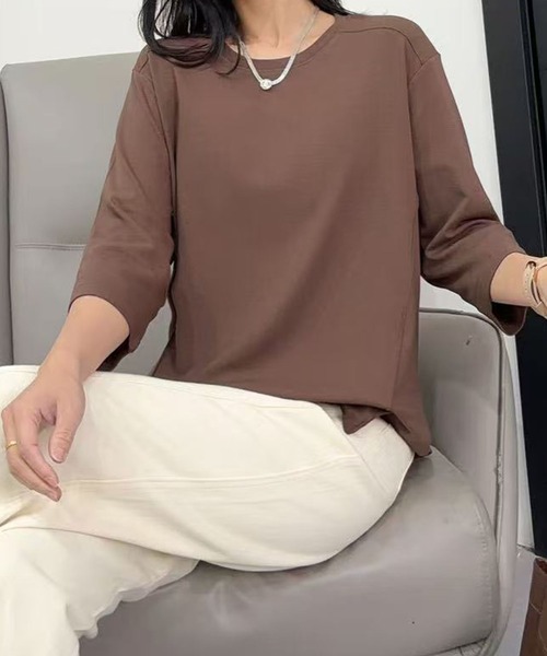 BANICO(バニコ)の「【Banico】ベーシック七分袖プルオーバー (SS)(Tシャツ/カットソー・レディース・ブラック/グレー/レッド/ベージュ/ホワイト・FREE)」の13枚目の写真