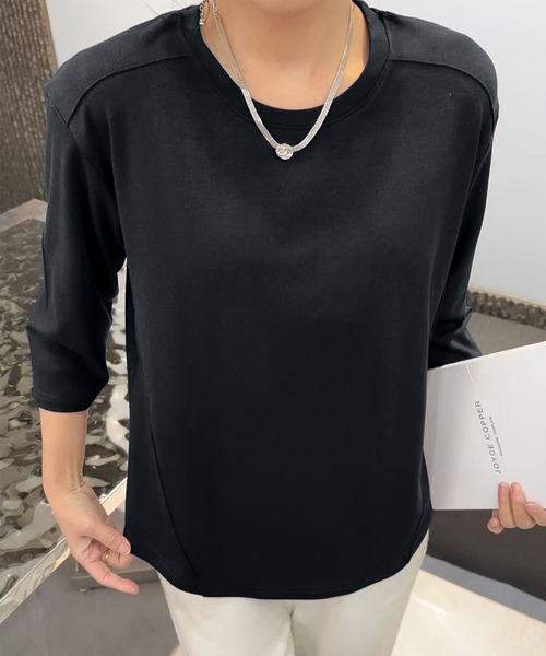 BANICO(バニコ)の「【Banico】ベーシック七分袖プルオーバー (SS)(Tシャツ/カットソー・レディース・ブラック/グレー/レッド/ベージュ/ホワイト・FREE)」の12枚目の写真