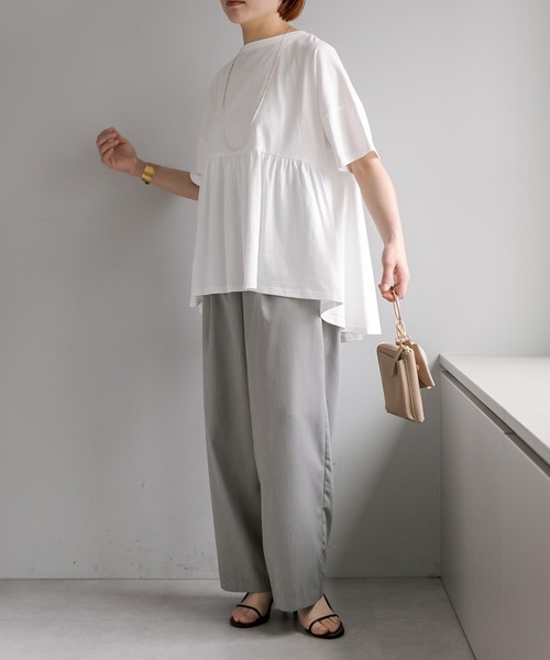 PUAL CE CIN（ピュアルセシン）の「【WEB限定／Du noir】バックリボンペプラムシルケットTシャツ（Tシャツ/カットソー・レディース・ブラック/オフホワイト・FREE）」の6枚目の写真