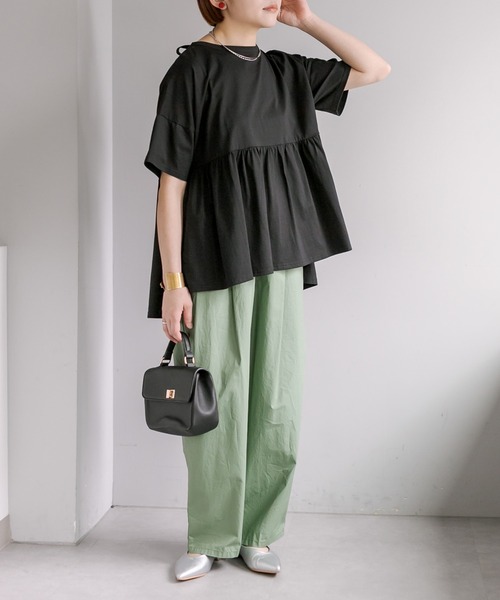 PUAL CE CIN（ピュアルセシン）の「【WEB限定／Du noir】バックリボンペプラムシルケットTシャツ（Tシャツ/カットソー・レディース・ブラック/オフホワイト・FREE）」の13枚目の写真