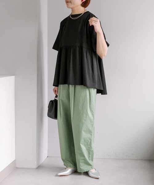 PUAL CE CIN（ピュアルセシン）の「【WEB限定／Du noir】バックリボンペプラムシルケットTシャツ（Tシャツ/カットソー・レディース・ブラック/オフホワイト・FREE）」の14枚目の写真