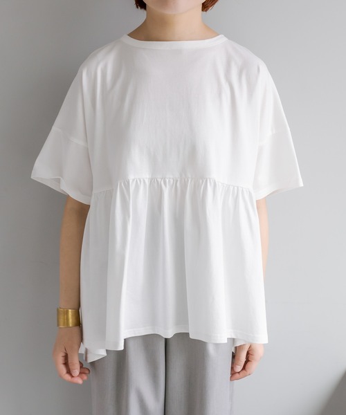 PUAL CE CIN（ピュアルセシン）の「【WEB限定／Du noir】バックリボンペプラムシルケットTシャツ（Tシャツ/カットソー・レディース・ブラック/オフホワイト・FREE）」の16枚目の写真