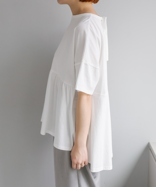 PUAL CE CIN（ピュアルセシン）の「【WEB限定／Du noir】バックリボンペプラムシルケットTシャツ（Tシャツ/カットソー・レディース・ブラック/オフホワイト・FREE）」の17枚目の写真