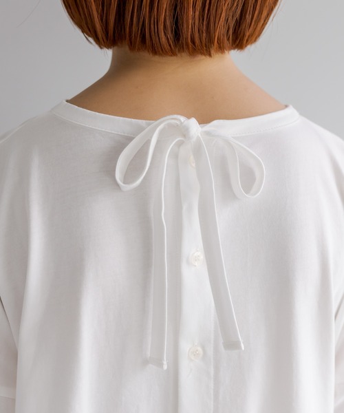 PUAL CE CIN（ピュアルセシン）の「【WEB限定／Du noir】バックリボンペプラムシルケットTシャツ（Tシャツ/カットソー・レディース・ブラック/オフホワイト・FREE）」の19枚目の写真