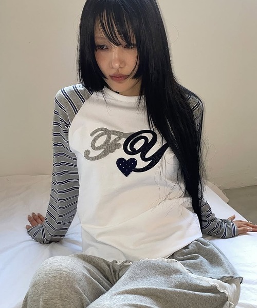 tシャツ A'GEM/9 × .kom 「 FANCY CLUB/ファンシークラブ」 FY PATCH STRIPE REGLAN TEE/FYパッチ FANCY CLUB tシャツ A'GEM/9 × .kom 「 CLUB/ファンシークラブ