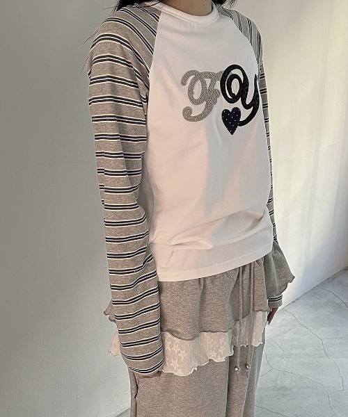 tシャツ A'GEM/9 × .kom 「 FANCY CLUB/ファンシークラブ」 FY PATCH STRIPE REGLAN TEE/FYパッチ A'GEM/9 × .kom 『 FANCY CLUB/ファンシークラブ』 FY PATCH