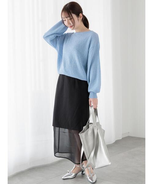 Te chichi TERRASSE(テチチテラス)の「ブークレボートネックニット《2025spring catalog item》(ニット/セーター・レディース・グレー/オフホワイト/ブルー・F)」の6枚目の写真