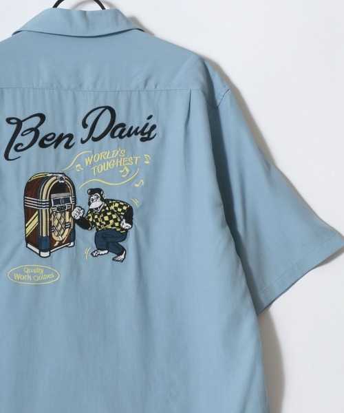BEN DAVIS(ベンデイビス)の「BEN DAVIS/ベンデイビス JUKEBOX OC SS SHIRT/オーバーサイズ ドレープ バック刺繍 オープンカラー 半袖シャツ/レディース メンズ(シャツ/ブラウス・メンズ・ブルー/アイボリー/ブラック・XL/M/L)」の9枚目の写真
