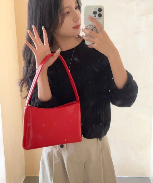 LAC-VERT(ラック・ヴェール)の「スクエアフェイクレザーハンドバッグ(ハンドバッグ・レディース・シルバー/ブラック/ホワイト/レッド・FREE)」の3枚目の写真