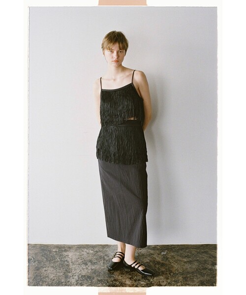 Ray BEAMS（レイビームス）の「フリンジ ティアード キャミソール（キャミソール・レディース・ホワイト系その他6/ブラック・ONE SIZE）」の14枚目の写真