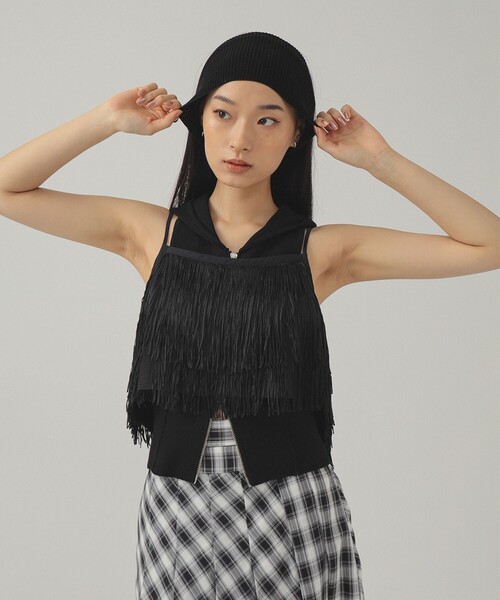 Ray BEAMS（レイビームス）の「フリンジ ティアード キャミソール（キャミソール・レディース・ホワイト系その他6/ブラック・ONE SIZE）」の19枚目の写真