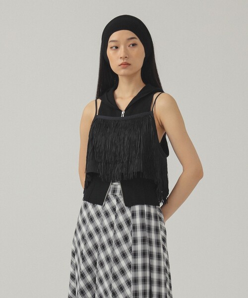 Ray BEAMS（レイビームス）の「フリンジ ティアード キャミソール（キャミソール・レディース・ホワイト系その他6/ブラック・ONE SIZE）」の20枚目の写真