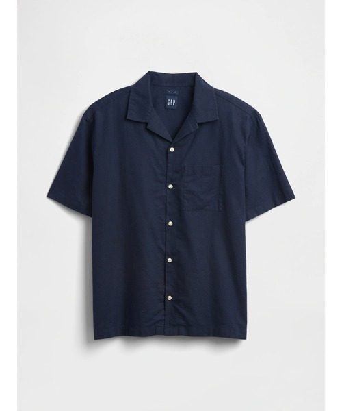 ギャップ　GAP リネンオープンカラーシャツ ギャップ GAP 半袖シャツ コットン リネン オープンカラー L