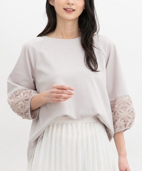 7分袖レース使いトップス（Tシャツ/カットソー）｜Honeys（ハニーズ