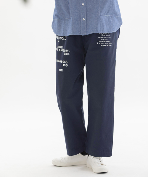 nop de nod(ノップドゥノッド)の「ロゴプリントチノパンツ(チノパンツ・レディース・ネイビー/カーキ/ベージュ・M)」の3枚目の写真