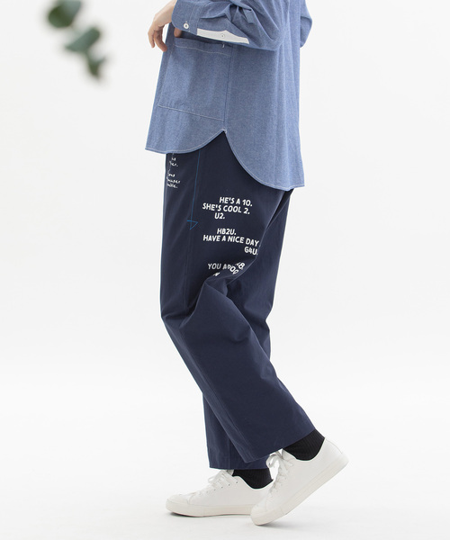 nop de nod(ノップドゥノッド)の「ロゴプリントチノパンツ(チノパンツ・レディース・ネイビー/カーキ/ベージュ・M)」の22枚目の写真
