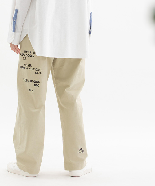 nop de nod(ノップドゥノッド)の「ロゴプリントチノパンツ(チノパンツ・レディース・ネイビー/カーキ/ベージュ・M)」の6枚目の写真