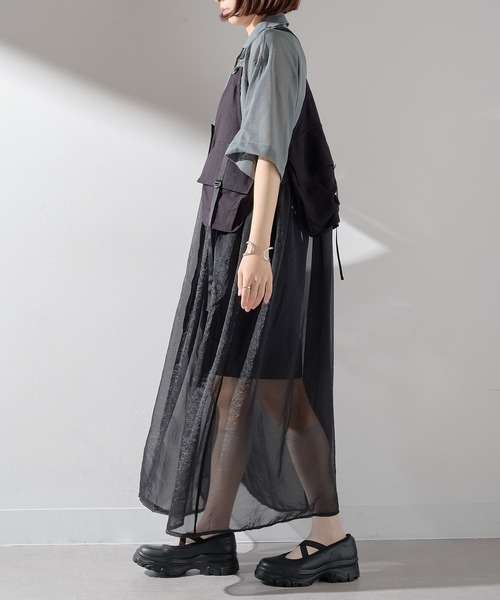 MAISON BREEZE reveur（メゾンブリーズレヴール）の「【MAISON BREEZE reveur】タクティカルベストオーガンジーワンピース trc（ワンピース・レディース・グレイッシュベージュ/カーキ/ブラック・FREE）」の16枚目の写真