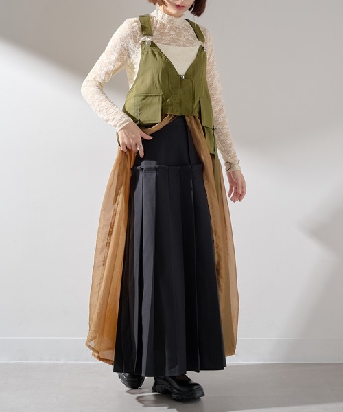 MAISON BREEZE reveur（メゾンブリーズレヴール）の「【MAISON BREEZE reveur】タクティカルベストオーガンジーワンピース trc（ワンピース・レディース・グレイッシュベージュ/カーキ/ブラック・FREE）」の20枚目の写真