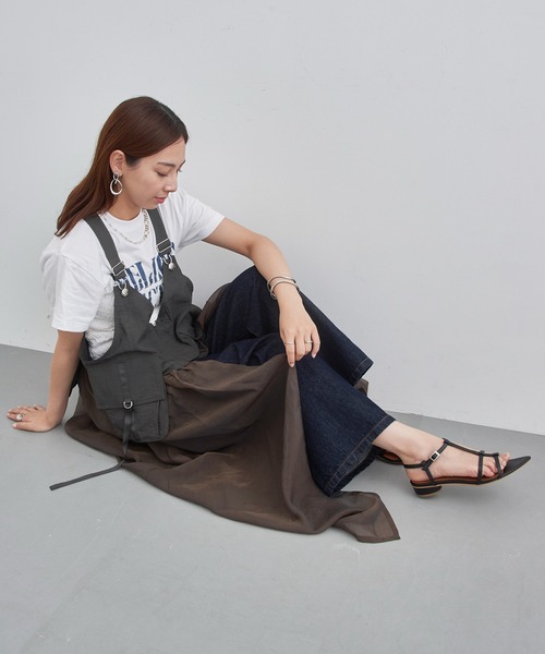 MAISON BREEZE reveur（メゾンブリーズレヴール）の「【MAISON BREEZE reveur】タクティカルベストオーガンジーワンピース trc（ワンピース・レディース・グレイッシュベージュ/カーキ/ブラック・FREE）」の6枚目の写真