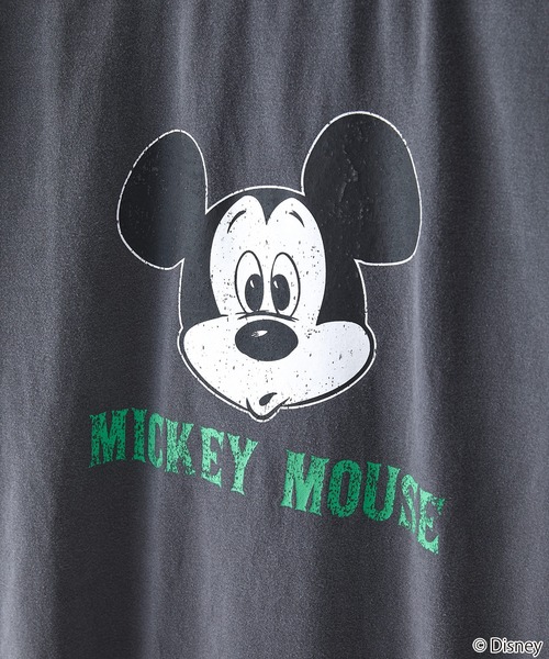 Disney(ディズニー)の「【Disney /ディズニー】 MICKEY MOUSE ミッキーマウスパウダーブリーチ加工 ビッグシルエットTシャツ ドロップショルダー オーバーサイズ ヴィンテージ加工(Tシャツ/カットソー・メンズ・ダークグリーン/ブラック・MEDIUM/X-LARGE/LARGE)」の7枚目の写真