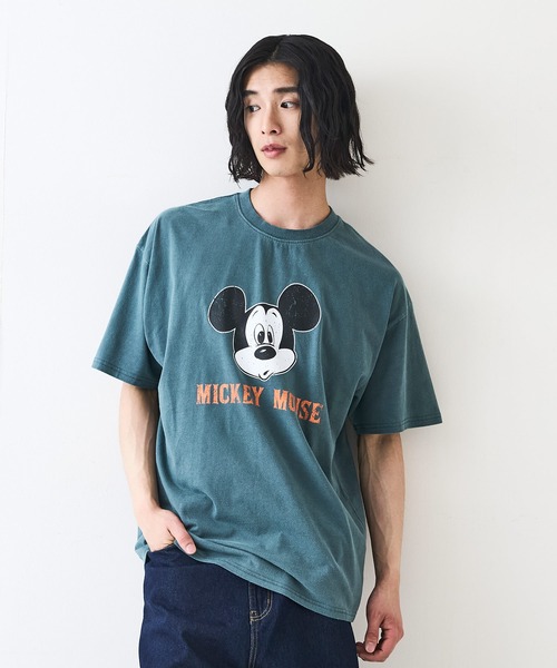Disney(ディズニー)の「【Disney /ディズニー】 MICKEY MOUSE ミッキーマウスパウダーブリーチ加工 ビッグシルエットTシャツ ドロップショルダー オーバーサイズ ヴィンテージ加工(Tシャツ/カットソー・メンズ・ダークグリーン/ブラック・MEDIUM/X-LARGE/LARGE)」の11枚目の写真