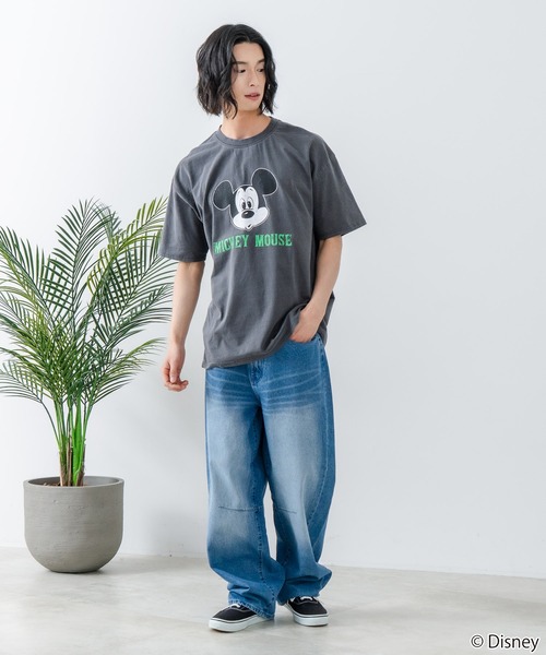 Disney(ディズニー)の「【Disney /ディズニー】 MICKEY MOUSE ミッキーマウスパウダーブリーチ加工 ビッグシルエットTシャツ ドロップショルダー オーバーサイズ ヴィンテージ加工(Tシャツ/カットソー・メンズ・ダークグリーン/ブラック・MEDIUM/X-LARGE/LARGE)」の21枚目の写真