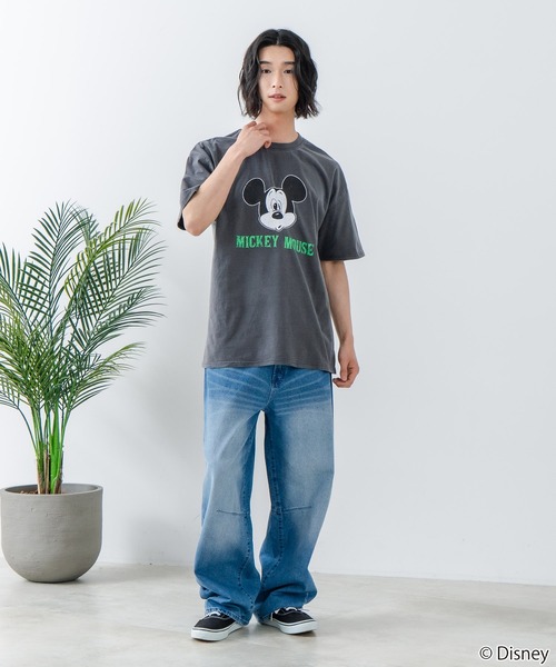 Disney(ディズニー)の「【Disney /ディズニー】 MICKEY MOUSE ミッキーマウスパウダーブリーチ加工 ビッグシルエットTシャツ ドロップショルダー オーバーサイズ ヴィンテージ加工(Tシャツ/カットソー・メンズ・ダークグリーン/ブラック・MEDIUM/X-LARGE/LARGE)」の22枚目の写真