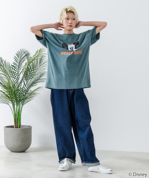 Disney(ディズニー)の「【Disney /ディズニー】 MICKEY MOUSE ミッキーマウスパウダーブリーチ加工 ビッグシルエットTシャツ ドロップショルダー オーバーサイズ ヴィンテージ加工(Tシャツ/カットソー・メンズ・ダークグリーン/ブラック・MEDIUM/X-LARGE/LARGE)」の16枚目の写真