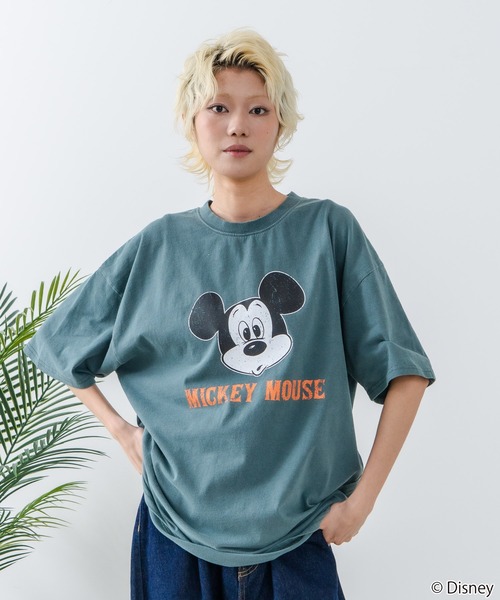 Disney(ディズニー)の「【Disney /ディズニー】 MICKEY MOUSE ミッキーマウスパウダーブリーチ加工 ビッグシルエットTシャツ ドロップショルダー オーバーサイズ ヴィンテージ加工(Tシャツ/カットソー・メンズ・ダークグリーン/ブラック・MEDIUM/X-LARGE/LARGE)」の17枚目の写真